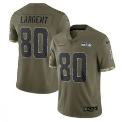 Men's Seattle Seahawks #80 Steve Largent Olive 2022 Salute To Service Limited Stitched Jersey 