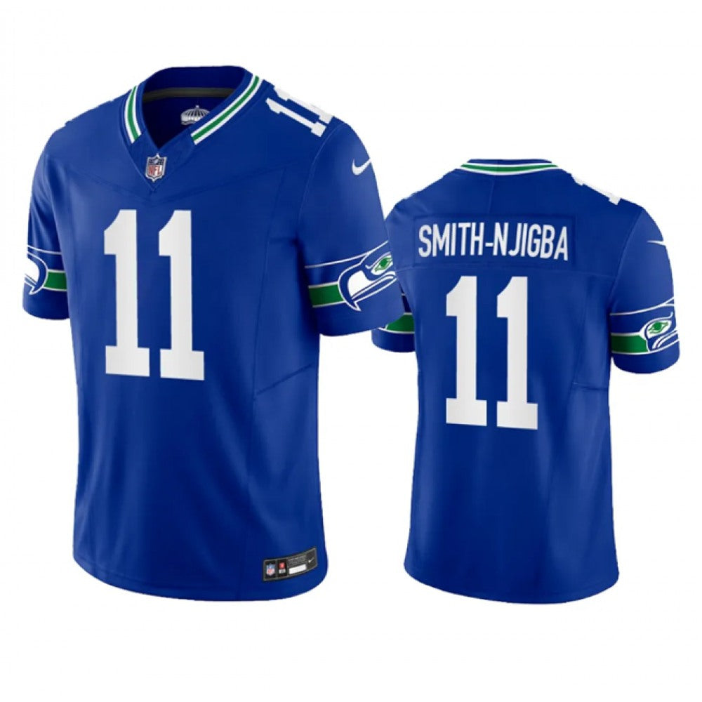 Men's Seattle Seahawks #11 Jaxon Smith-Njigba Royal 2023 F.U.S.E. Vapor Limited Throwback Stitched Jersey 