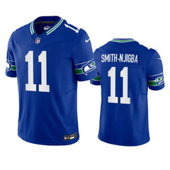 Men's Seattle Seahawks #11 Jaxon Smith-Njigba Royal 2023 F.U.S.E. Vapor Limited Throwback Stitched Jersey 