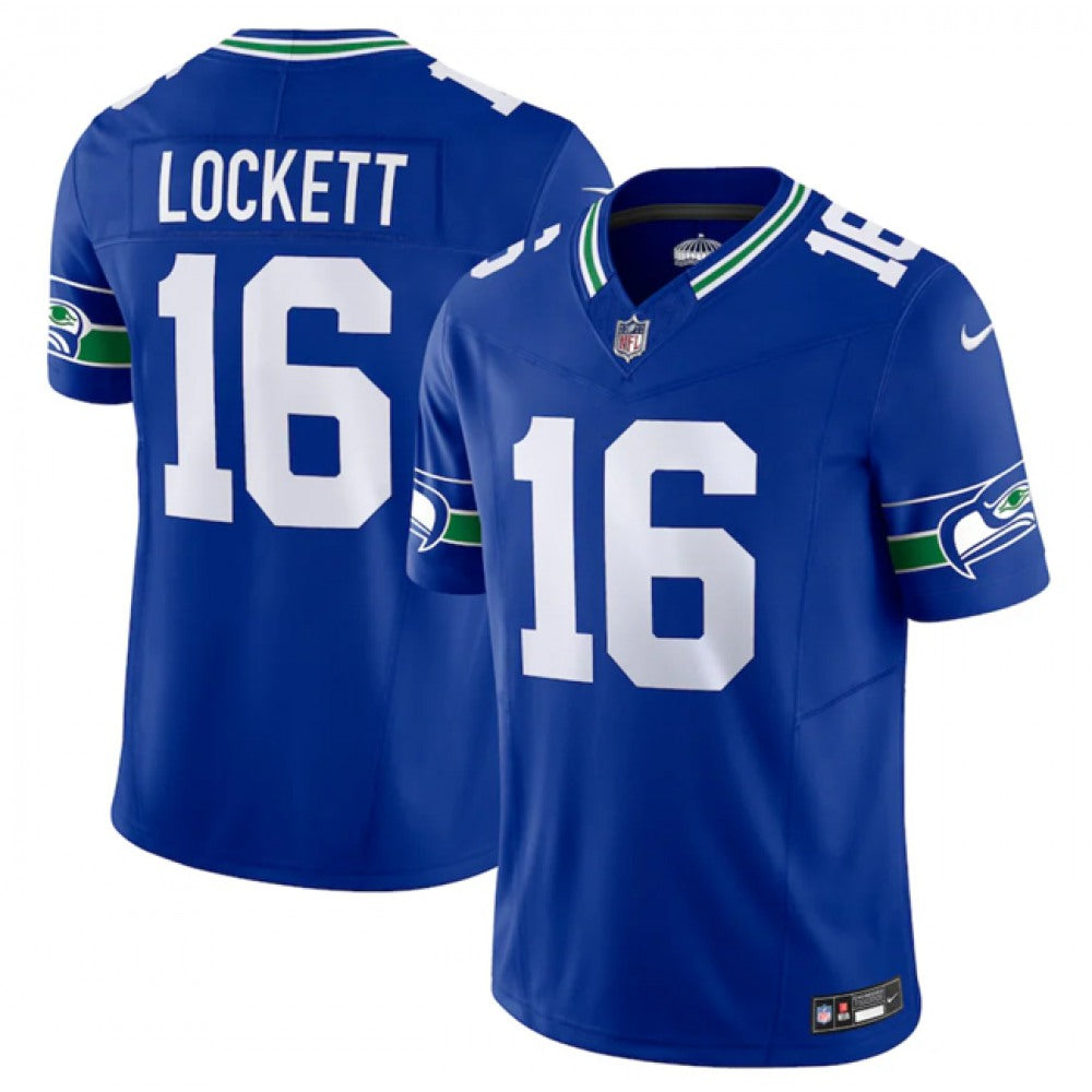Men's Seattle Seahawks #16 Tyler Lockett Royal 2023 F.U.S.E. Vapor Limited Throwback Stitched Jersey 