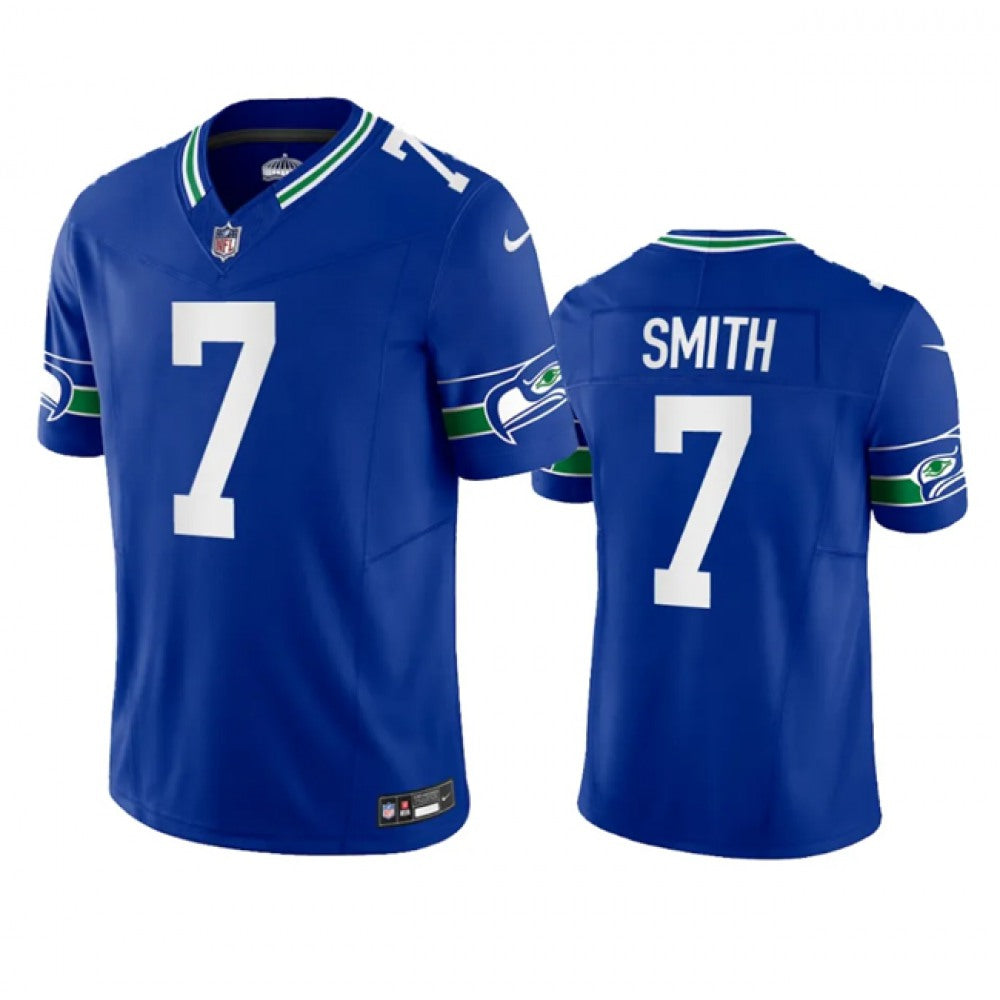 Men's Seattle Seahawks #7 Geno Smith Royal 2023 F.U.S.E. Vapor Limited Throwback Stitched Jersey 