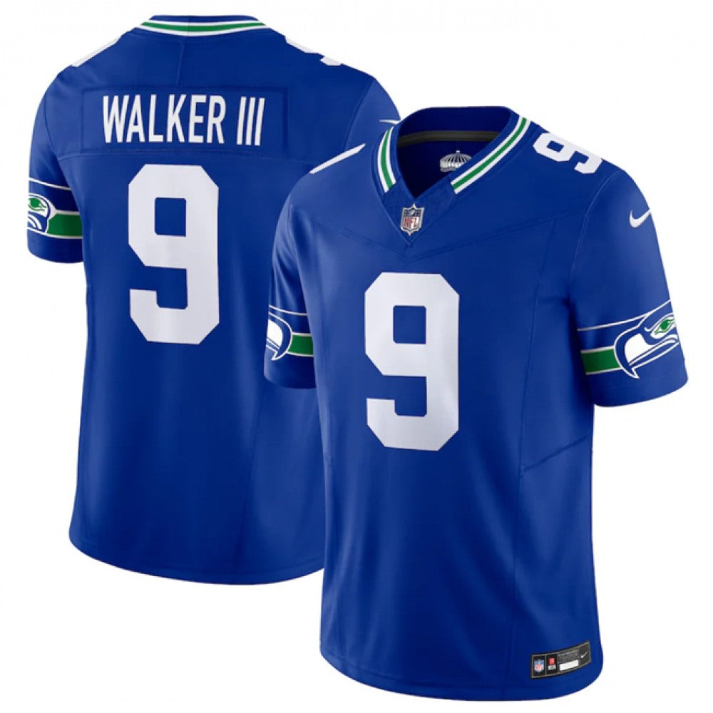 Men's Seattle Seahawks #9 Kenneth Walker III Royal 2023 F.U.S.E. Vapor Limited Throwback Stitched Jersey 