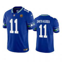 Men's Seattle Seahawks #11 Jaxon Smith-Njigba Royal 2023 F.U.S.E. Throwback With John Madden Patch Vapor Limited Stitched Football Jersey 