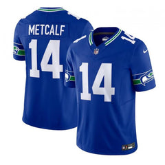 Men's Seattle Seahawks #14 DK Metcalf Royal Throwback Vapor F.U.S.E. Limited Stitched Football Jersey 