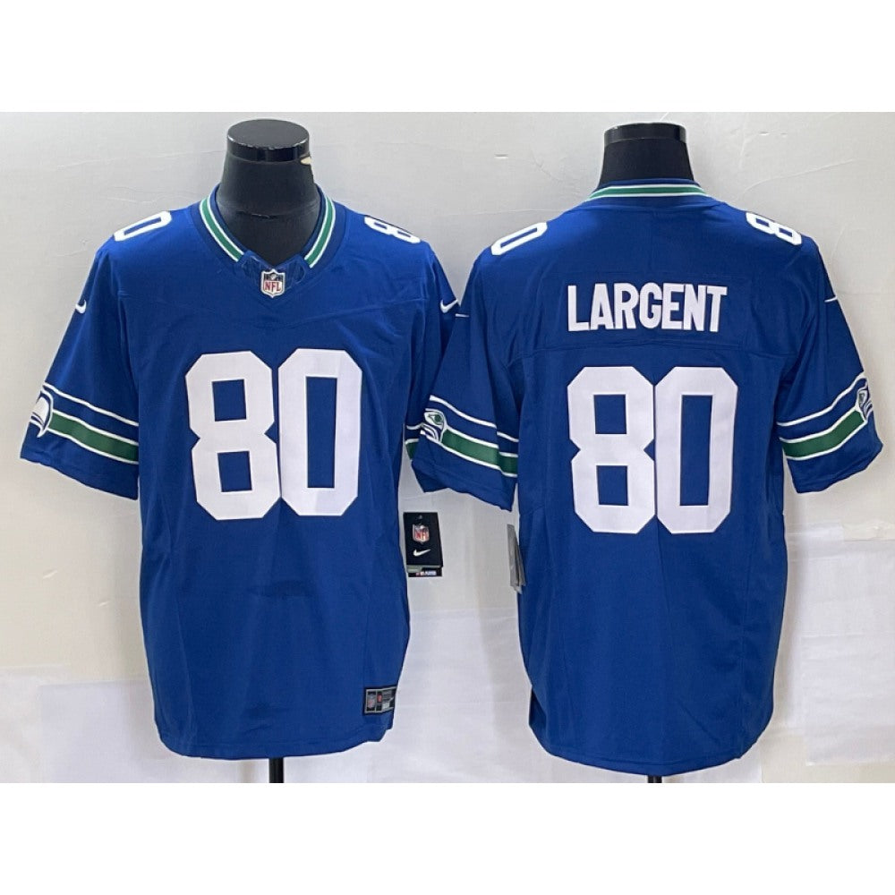 Men's Seattle Seahawks #80 Steve Largent Royal Throwback Vapor F.U.S.E. Limited Stitched Football Jersey 