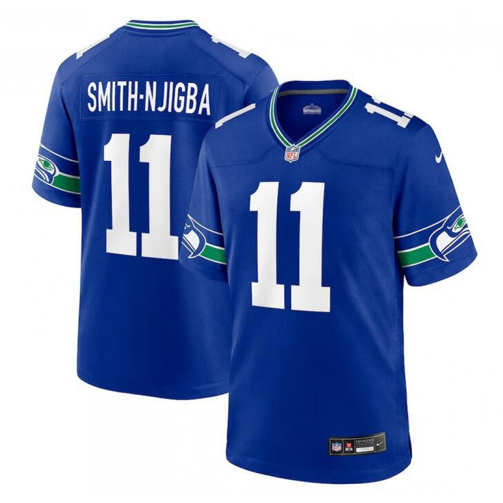 Men's Seattle Seahawks #11 Jaxon Smith-Njigba Royal Throwback Player Stitched Game Jersey 