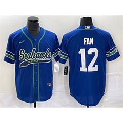 Men's Seattle Seahawks #12 Fan Royal Throwback Cool Base Stitched Baseball Jersey 
