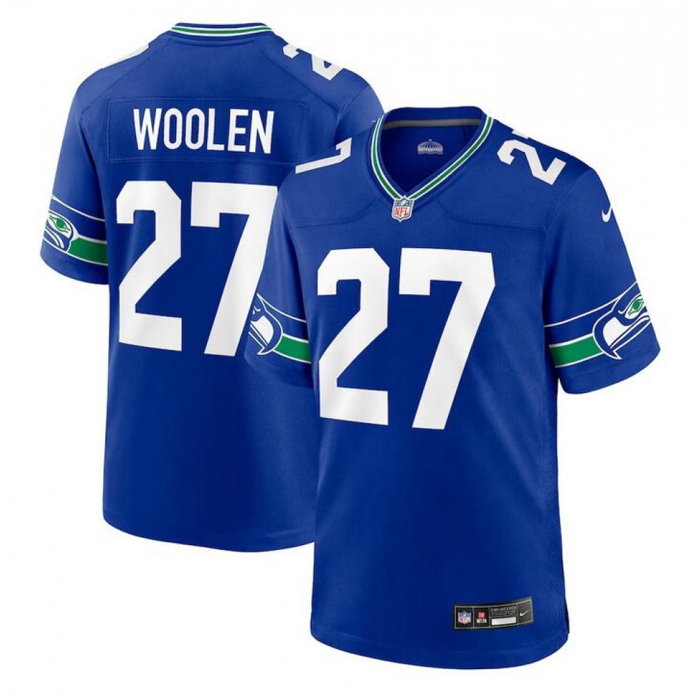 Men's Seattle Seahawks #27 Tariq Woolen Royal Throwback Player Stitched Game Jersey 