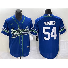 Men's Seattle Seahawks #54 Bobby Wagner Royal Throwback Cool Base Stitched Baseball Jersey 