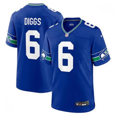 Men's Seattle Seahawks #6 Quandre Diggs Royal Throwback Player Stitched Game Jersey 