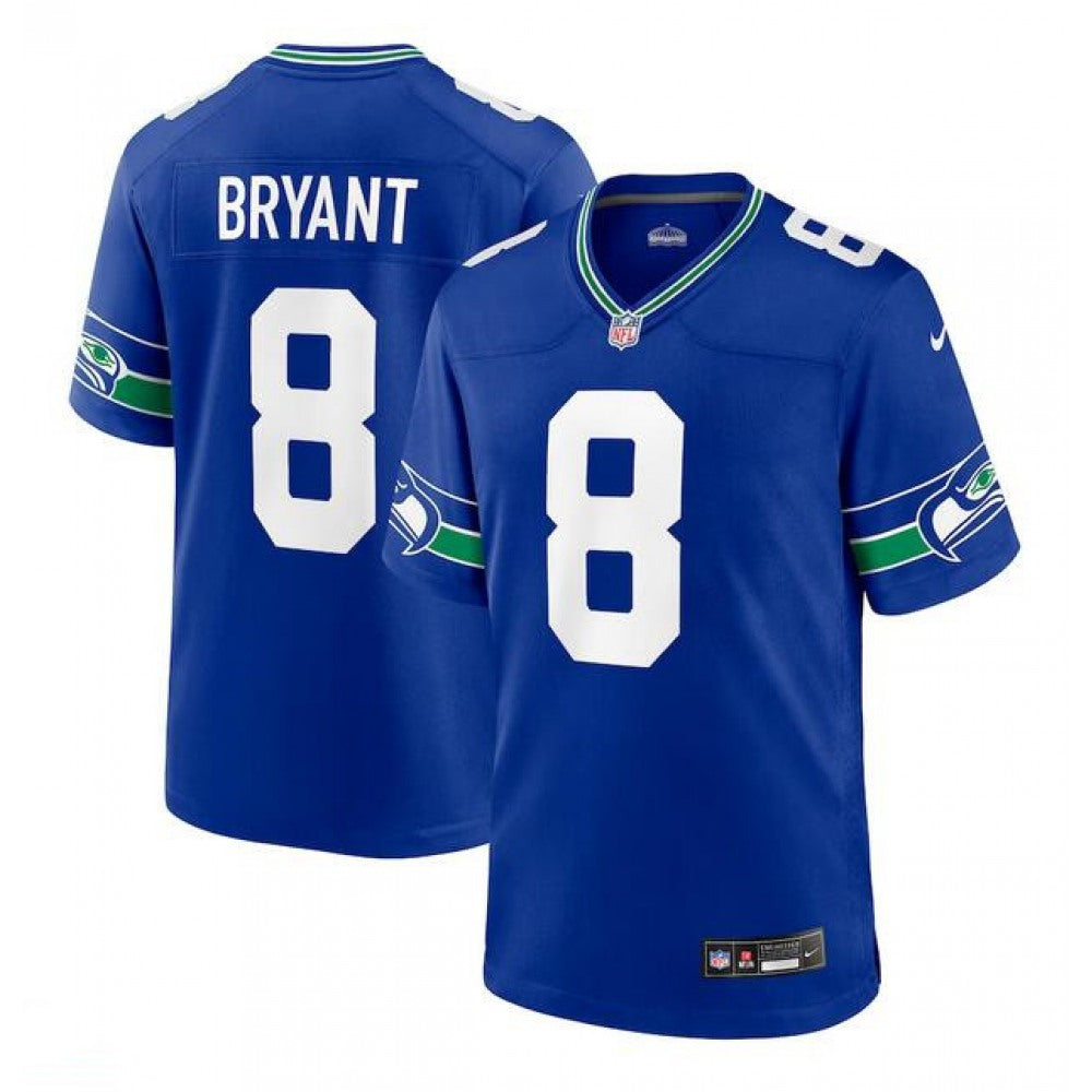Men's Seattle Seahawks #8 Coby Bryant Royal Throwback Player Stitched Game Jersey 