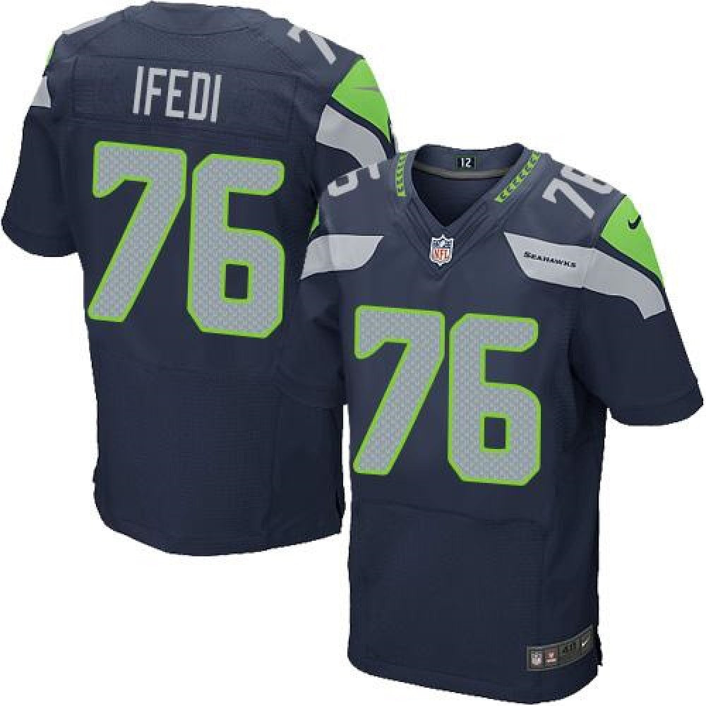 Seahawks #76 Germain Ifedi Steel Blue Team Color Men's Stitched NFL Elite Jersey 
