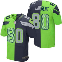 Seahawks #80 Steve Largent Steel Blue/Green Men's Stitched NFL Elite Split Jersey 