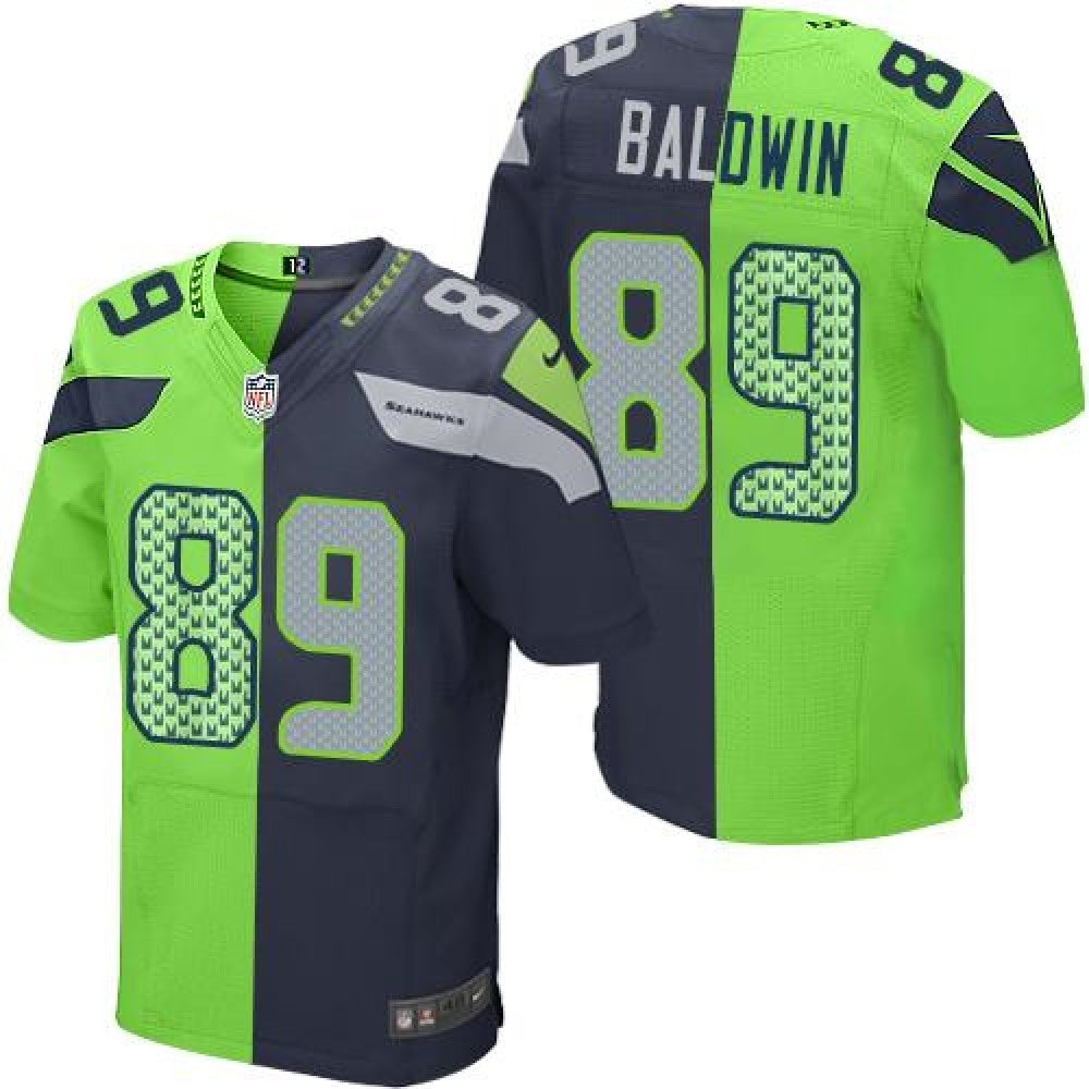 Seahawks #89 Doug Baldwin Steel Blue/Green Men's Stitched NFL Elite Split Jersey 