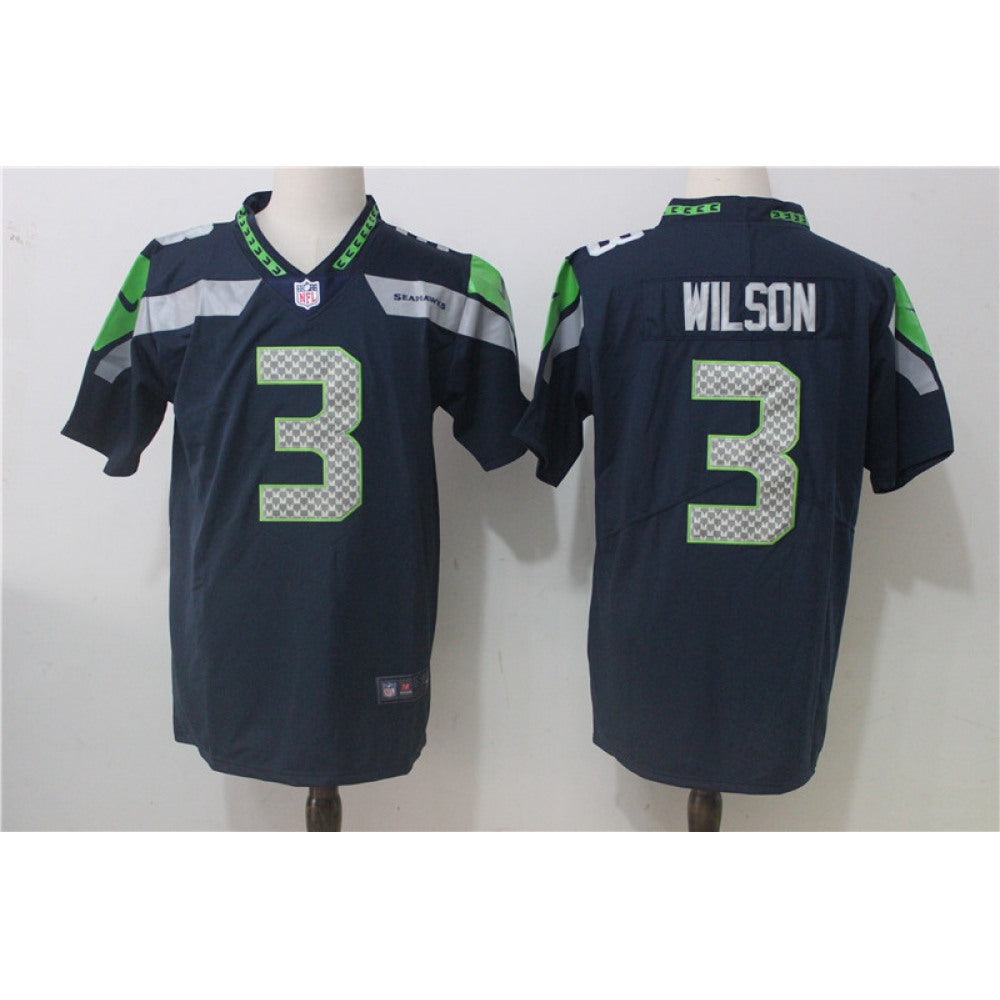 Men's Seattle Seahawks #3 Russell Wilson Steel Blue Team Color Stitched NFL Vapor Untouchable Limited Jersey 