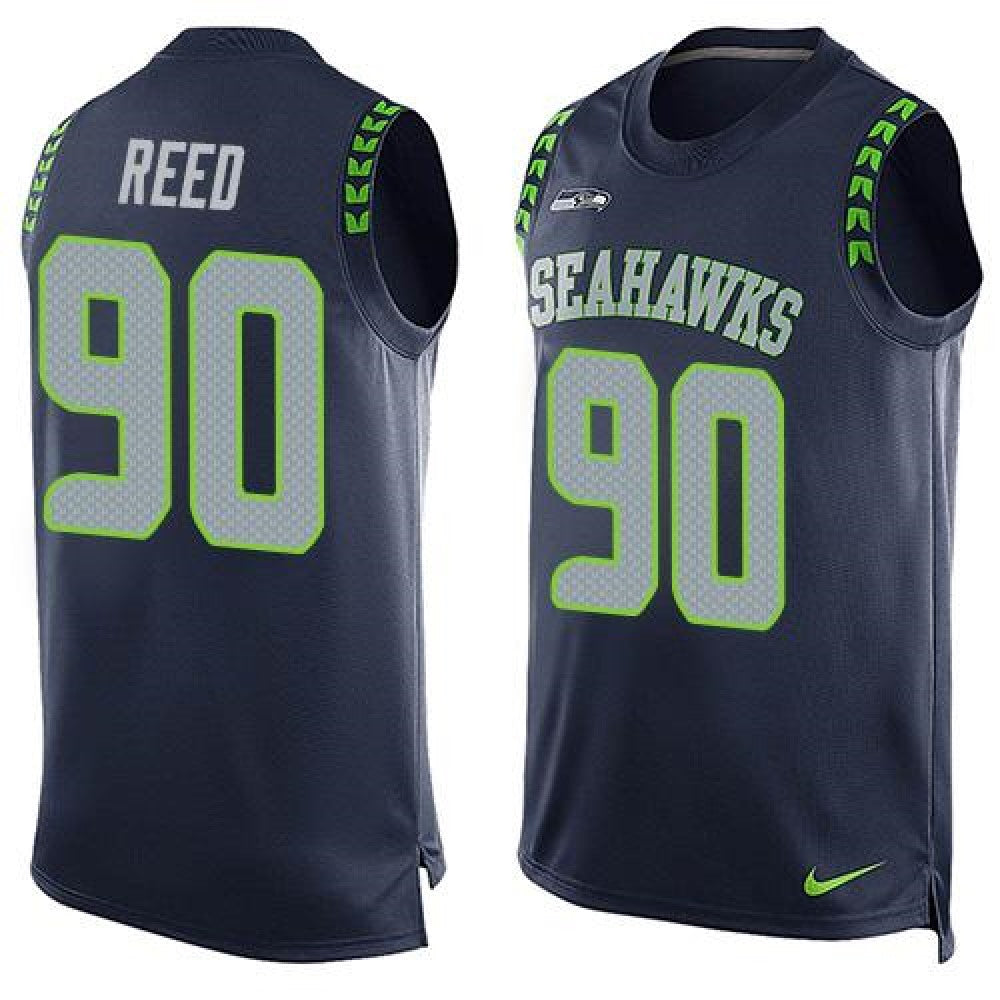 Seahawks #90 Jarran Reed Steel Blue Team Color Men's Stitched NFL Limited Tank Top Jersey 
