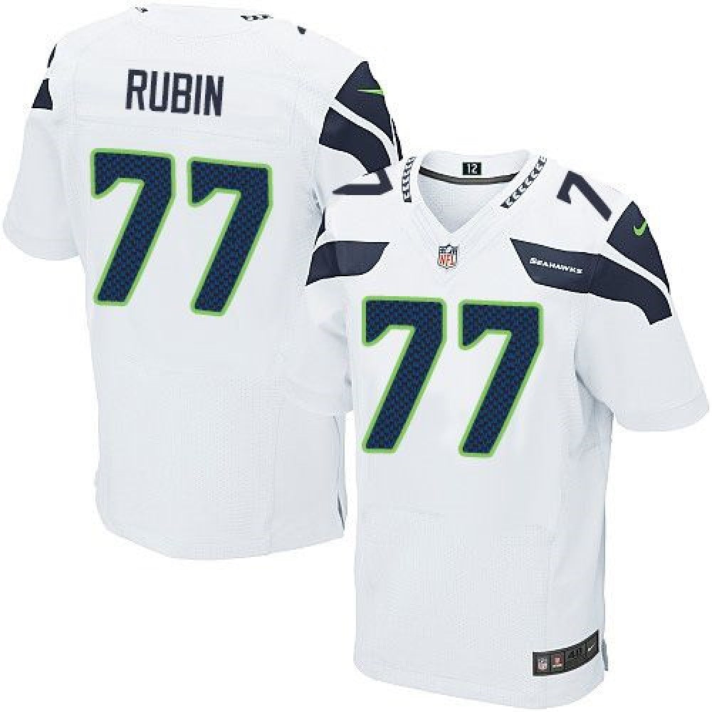 Seahawks #77 Ahtyba Rubin White Color Men's Stitched NFL Elite Jersey 