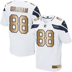 Seahawks #88 Jimmy Graham White Men's Stitched NFL Elite Gold Jersey 