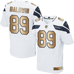 Seahawks #89 Doug Baldwin White Men's Stitched NFL Elite Gold Jersey 