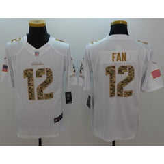 Seahawks #12 Fan White Men's Stitched NFL Limited Salute to Service Jersey 