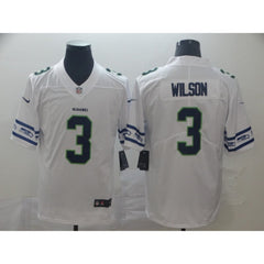 Men's Seattle Seahawks #3 Russell Wilson White Team Logo Limited Stitched NFL Jersey 