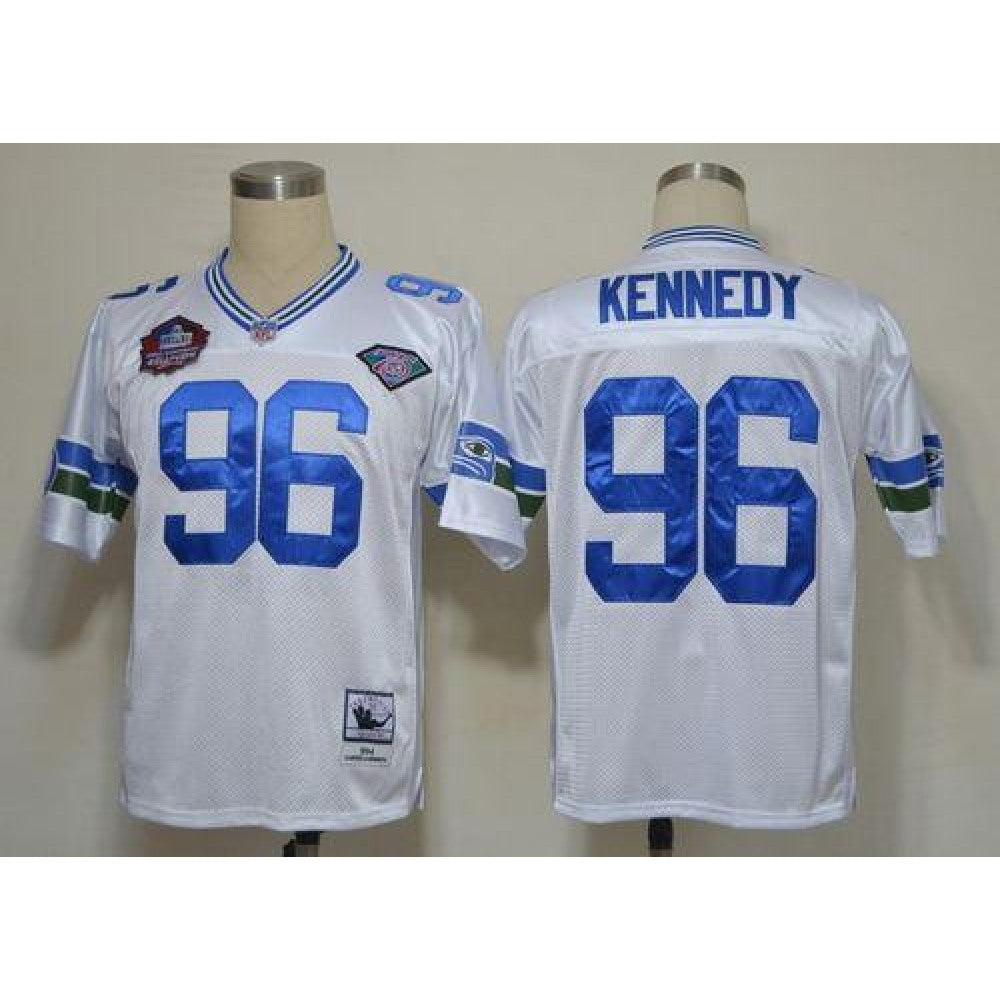 Mitchell And Ness Hall of Fame 2012 Seahawks #96 Cortez Kennedy White Stitched Throwback NFL Jersey 