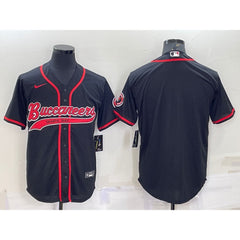 Men's Tampa Bay Buccaneers Blank Black With Patch Cool Base Stitched Baseball Jersey 
