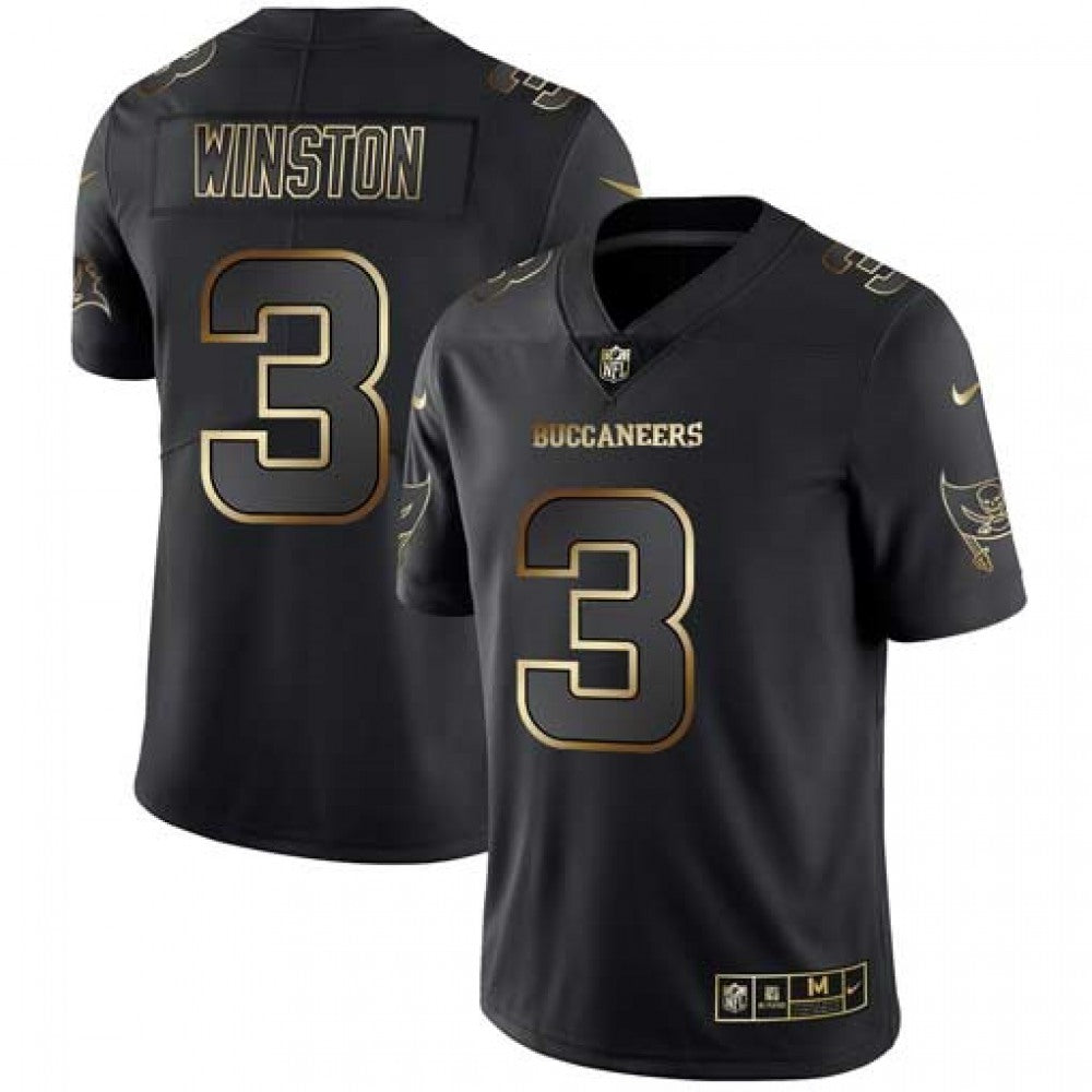 Men's Tampa Bay Buccaneers #3 Jameis Winston 2019 Black Gold Edition Stitched NFL Jersey 