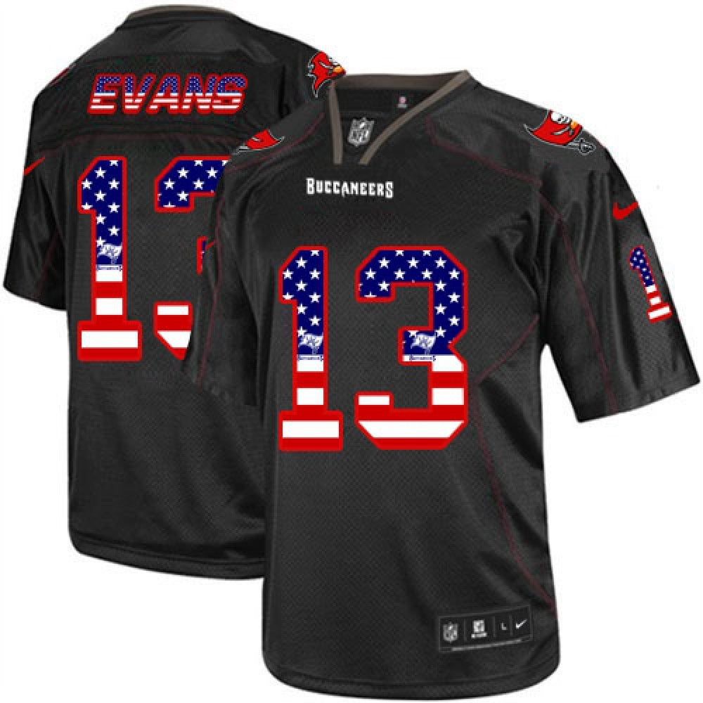 Men's Buccaneers #13 Mike Evans Black USA Flag Fashion Elite Jersey 