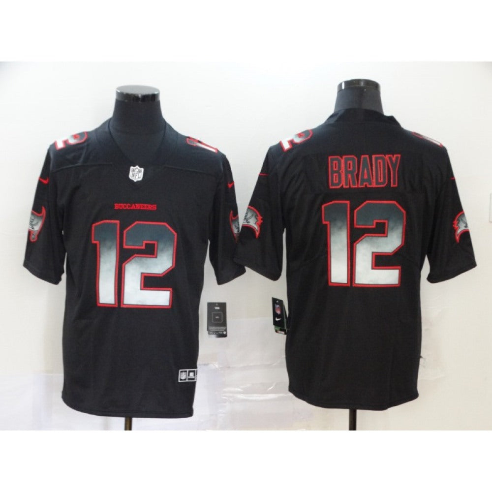 Men's Tampa Bay Buccaneers #12 Tom Brady Black Smoke Fashion Limited Stitched NFL Jersey 