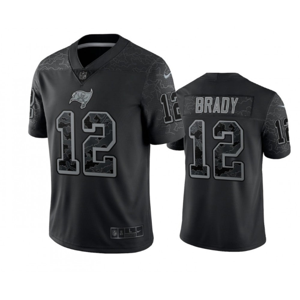 Men's Tampa Bay Buccaneers #12 Tom Brady Black Reflective Limited Stitched Jersey 