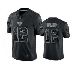 Men's Tampa Bay Buccaneers #12 Tom Brady Black Reflective Limited Stitched Jersey 