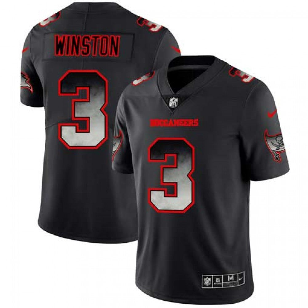 Men's Tampa Bay Buccaneers #3 Jameis Winston Black 2019 Smoke Fashion Limited Stitched NFL Jersey 