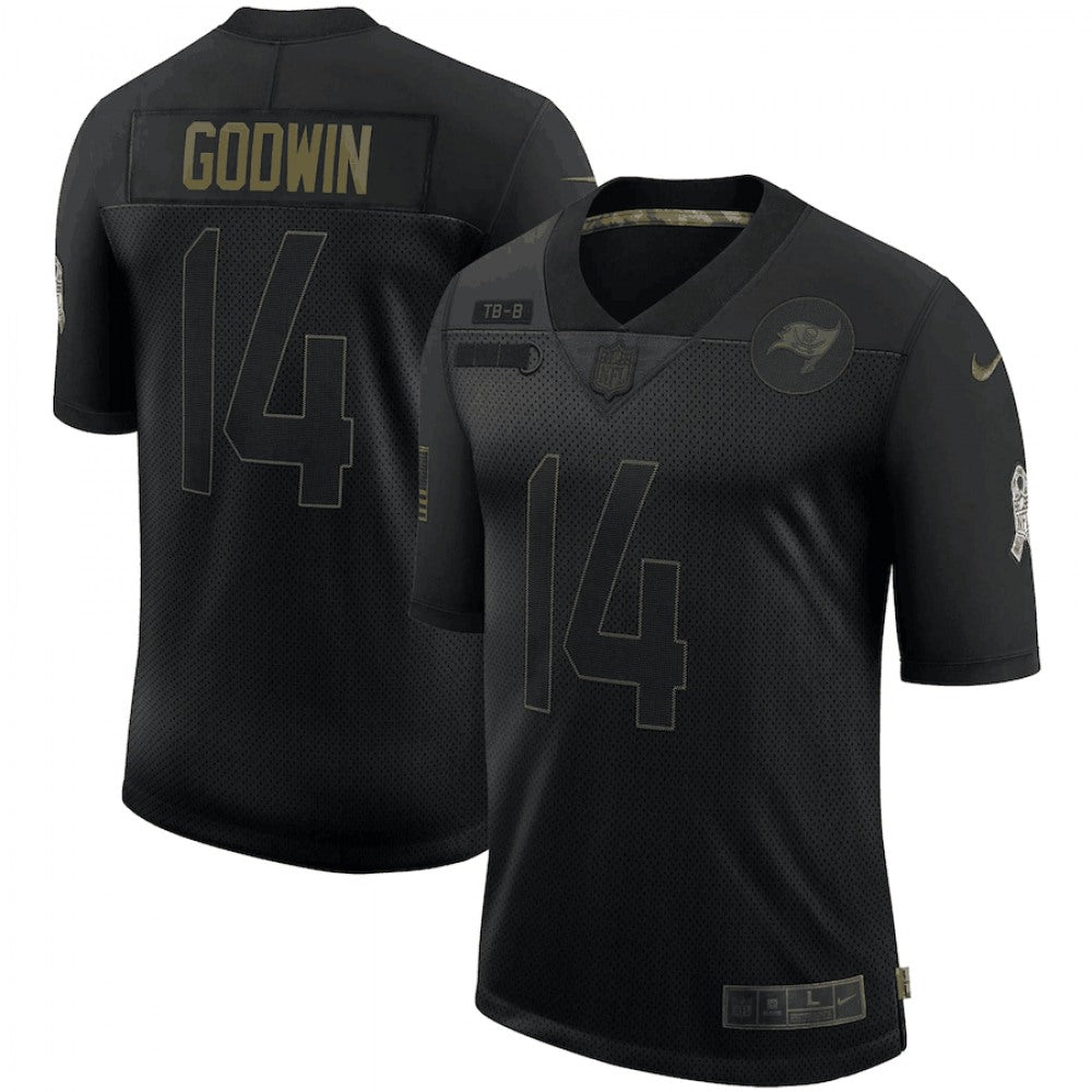 Men's Tampa Bay Buccaneers #14 Chris Godwin Black 2020 Salute To Service Limited Stitched Jersey 