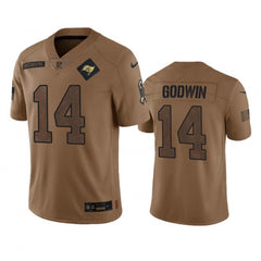 Men's Tampa Bay Buccaneers #14 Chris Godwin 2023 Brown Salute To Service Limited Stitched Jersey 