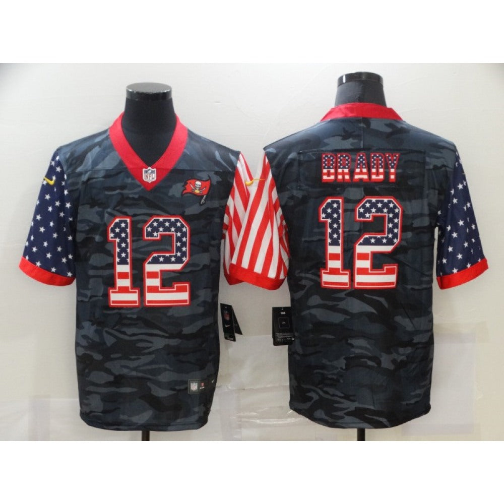 Men's Tampa Bay Buccaneers #12 Tom Brady 2020 Camo USA Flag Limited Stitched Jersey 