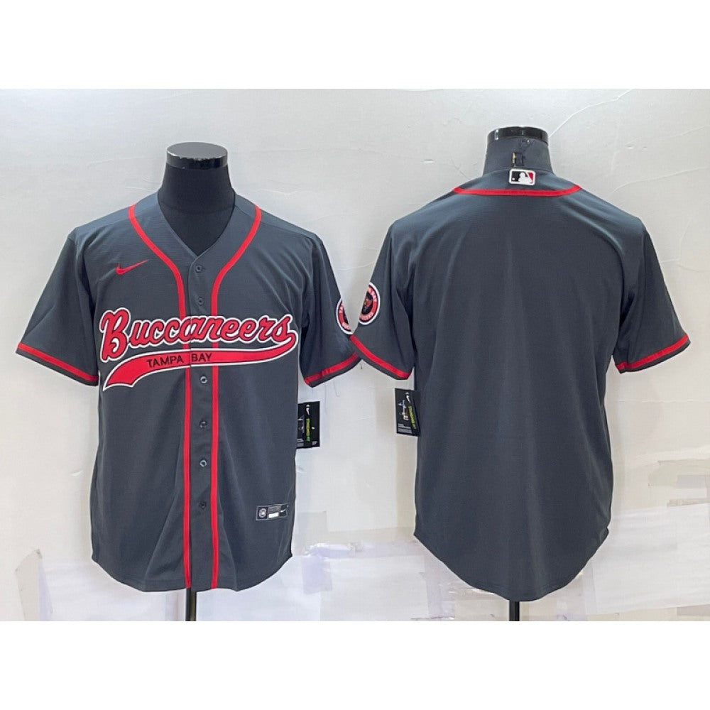 Men's Tampa Bay Buccaneers Blank Charcoal Cool Base Stitched Baseball Jersey 