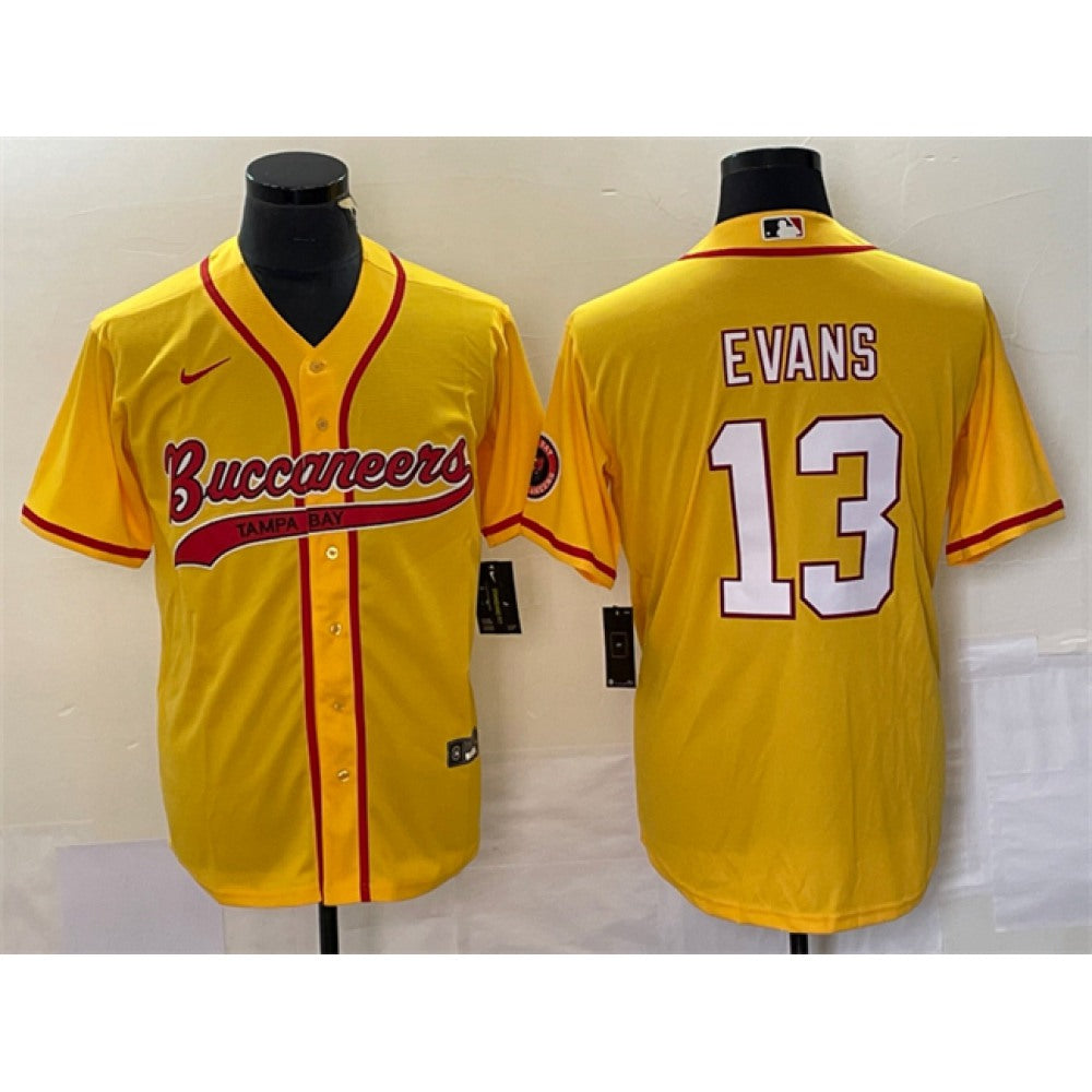 Men's Tampa Bay Buccaneers #13 Mike Evans Gold Cool Base Stitched Baseball Jersey 