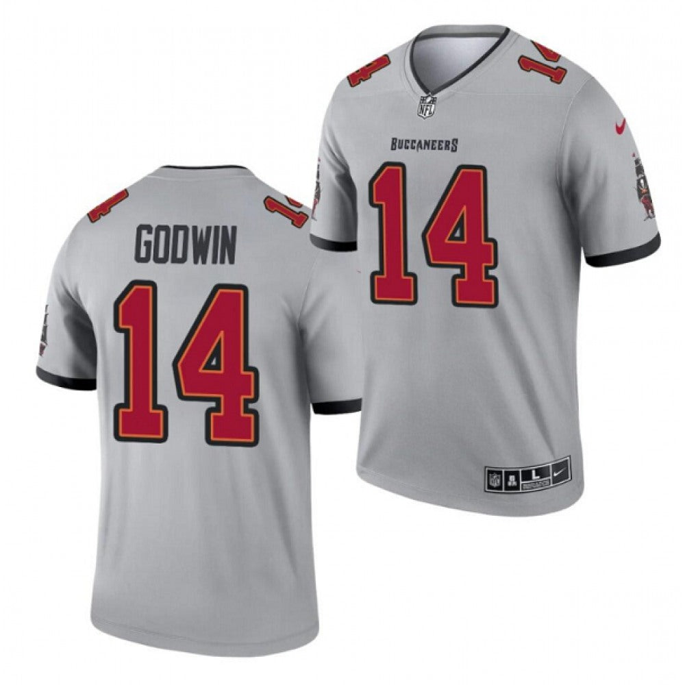 Men's Tampa Bay Buccaneers #14 Chris Godwin 2021 Gray Inverted Legend Stitched Jersey 
