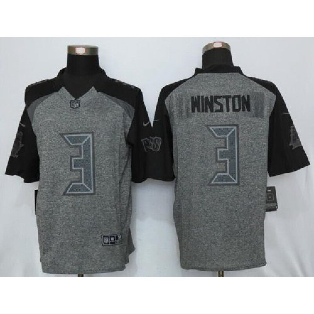 Buccaneers #3 Jameis Winston Gray Men's Stitched NFL Limited Gridiron Gray Jersey 