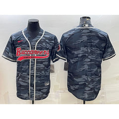 Men's Tampa Bay Buccaneers Blank Grey Camo With Patch Cool Base Stitched Baseball Jersey 