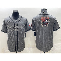 Men's Tampa Bay Buccaneers Grey Team Big Logo With Patch Cool Base Stitched Baseball Jersey 