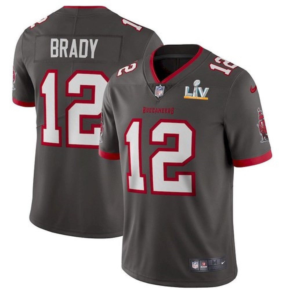 Men's Tampa Bay Buccaneers #12 Tom Brady Grey 2021 Super Bowl LV Limited Stitched Jersey 