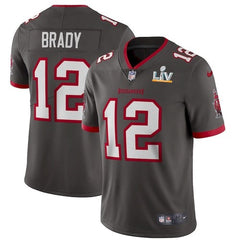 Men's Tampa Bay Buccaneers #12 Tom Brady Grey 2021 Super Bowl LV Limited Stitched Jersey 