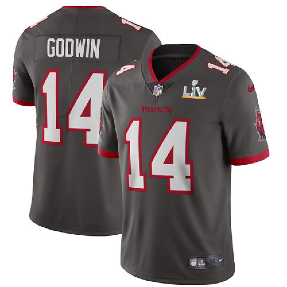 Men's Tampa Bay Buccaneers #14 Chris Godwin Grey 2021 Super Bowl LV Limited Stitched Jersey 