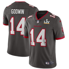 Men's Tampa Bay Buccaneers #14 Chris Godwin Grey 2021 Super Bowl LV Limited Stitched Jersey 