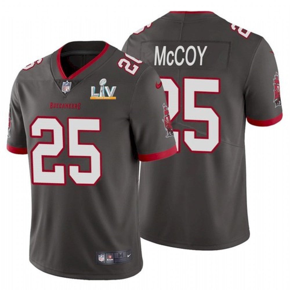 Men's Tampa Bay Buccaneers #25 LeSean McCoy Grey 2021 Super Bowl LV Limited Stitched Jersey 