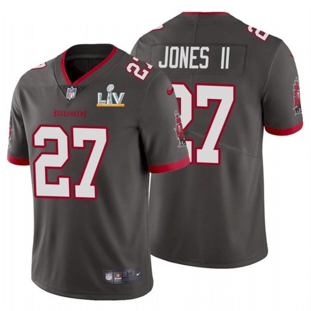 Men's Tampa Bay Buccaneers #27 Ronald Jones II Grey 2021 Super Bowl LV Limited Stitched Jersey 