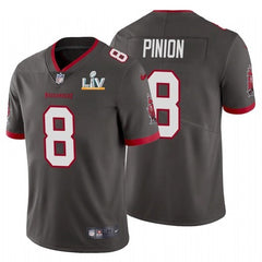 Men's Tampa Bay Buccaneers #8 Bradley Pinion Grey 2021 Super Bowl LV Limited Stitched Jersey 