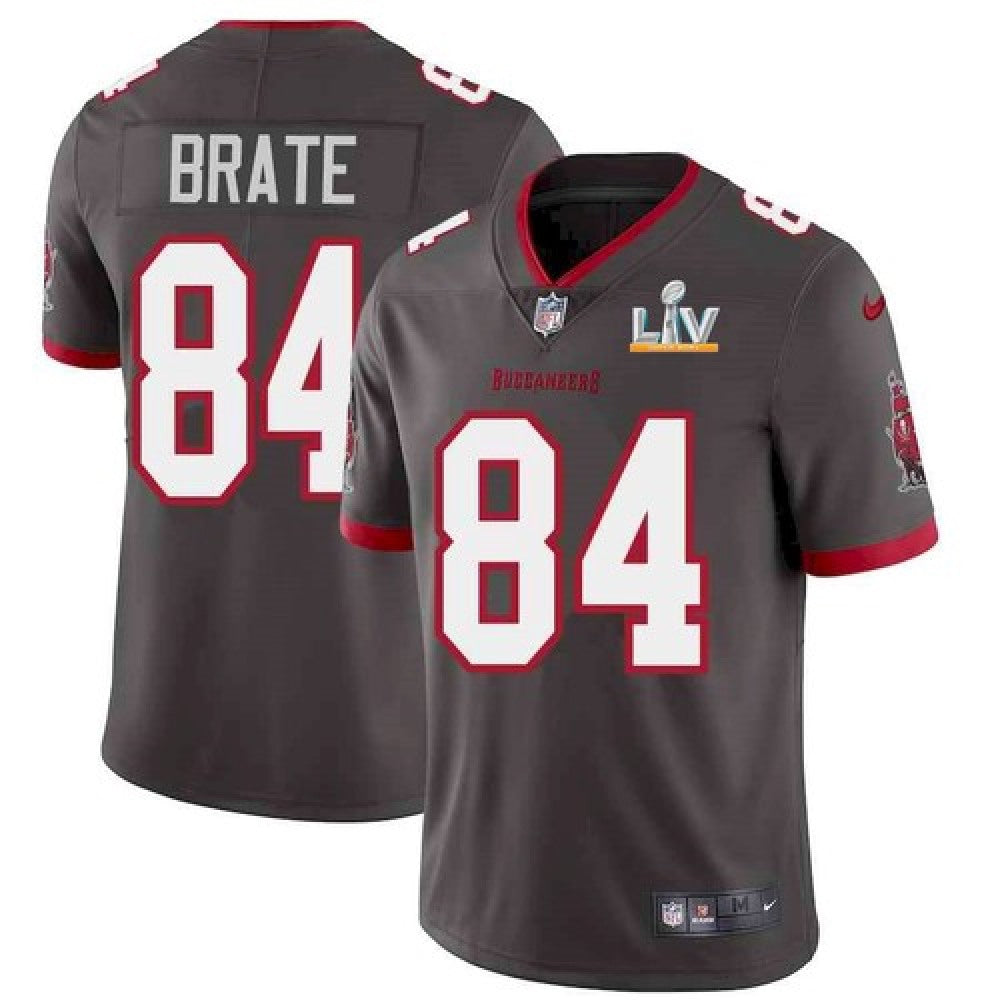 Men's Tampa Bay Buccaneers #84 Cameron Brate Grey 2021 Super Bowl LV Limited Stitched Jersey 